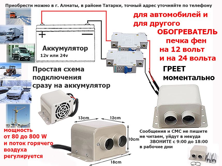 Для автомобиля фен электро-авто-печка обогреватель ОБОГРЕВ от 12 и 24v