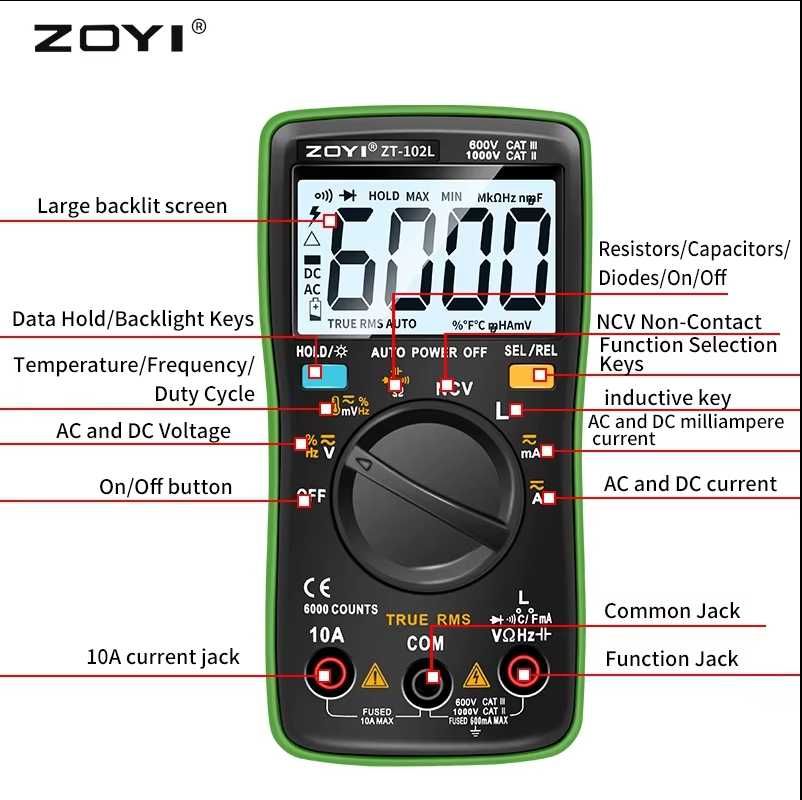 Мультиметр ZOYI ZT102L