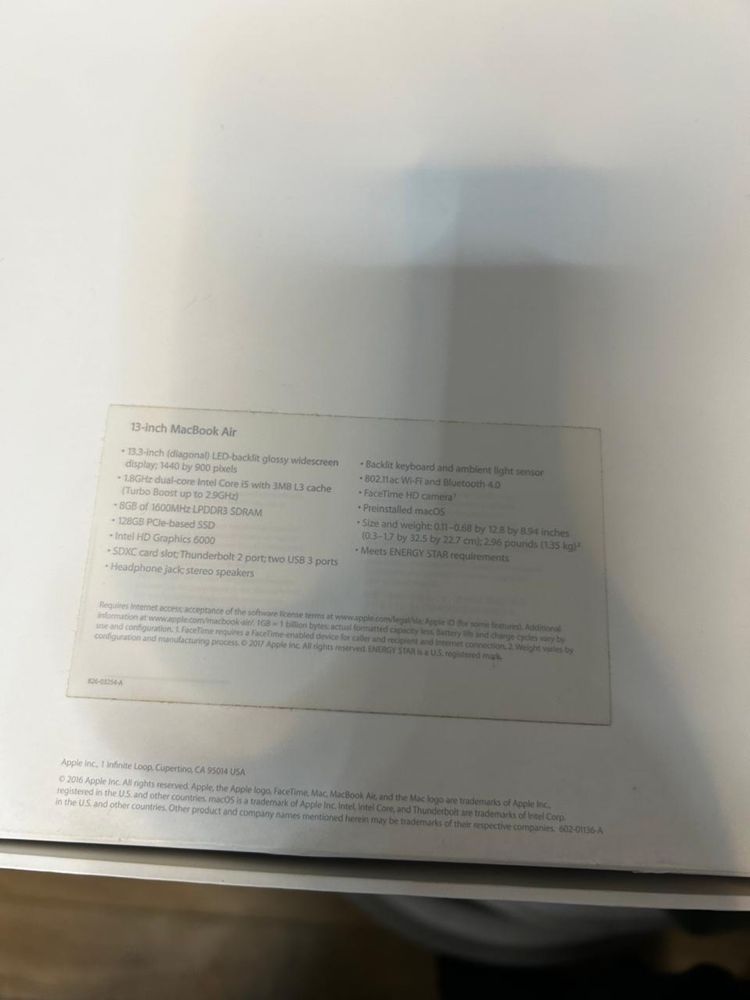 MacBook Air 12 inch 2017 года