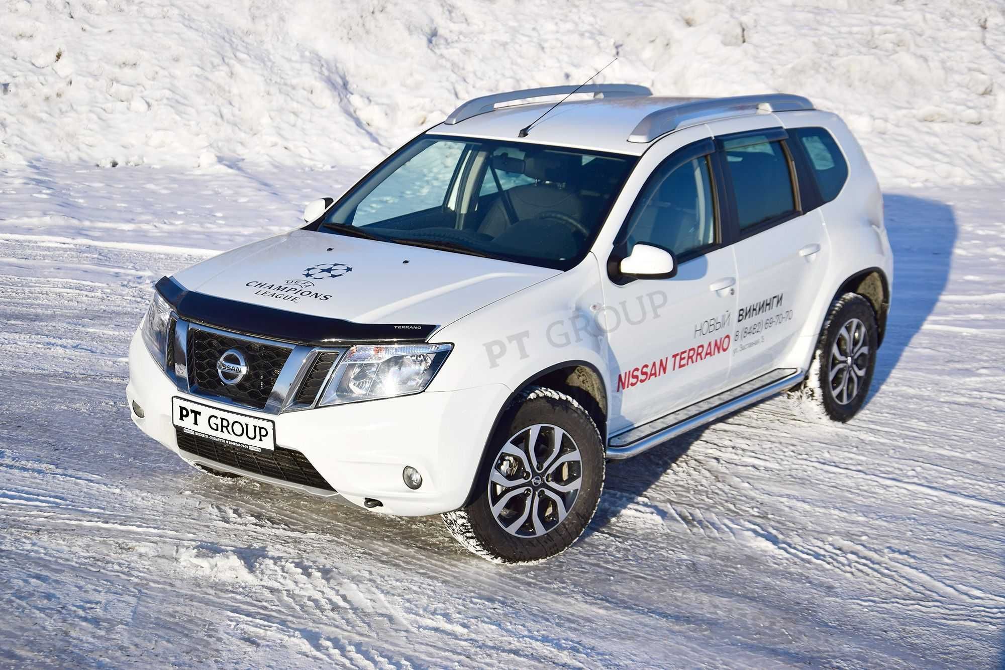 Защита порогов с алюм. площадкой для NISSAN Terrano от 2014 г.в.