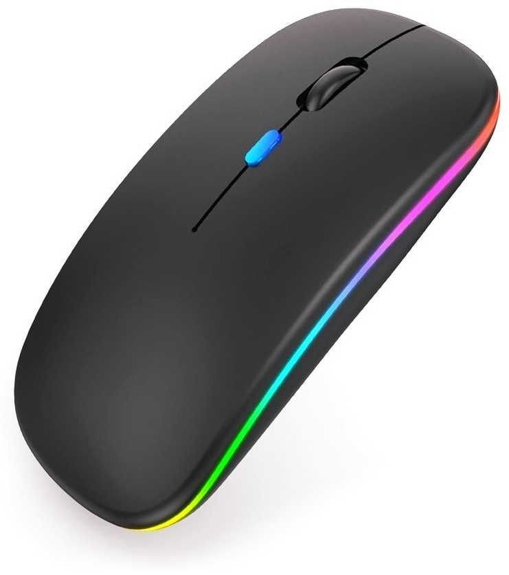 Новая Беспроводная чёрная блютуз мышь c RGB подсветкой. Мышка.
