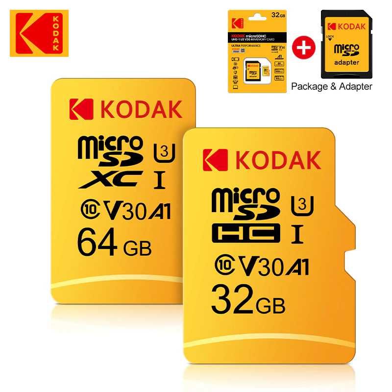 Карта памяти KODAK Micro SD, 32, 64 ГБ, TF-карта 4K, класс 10