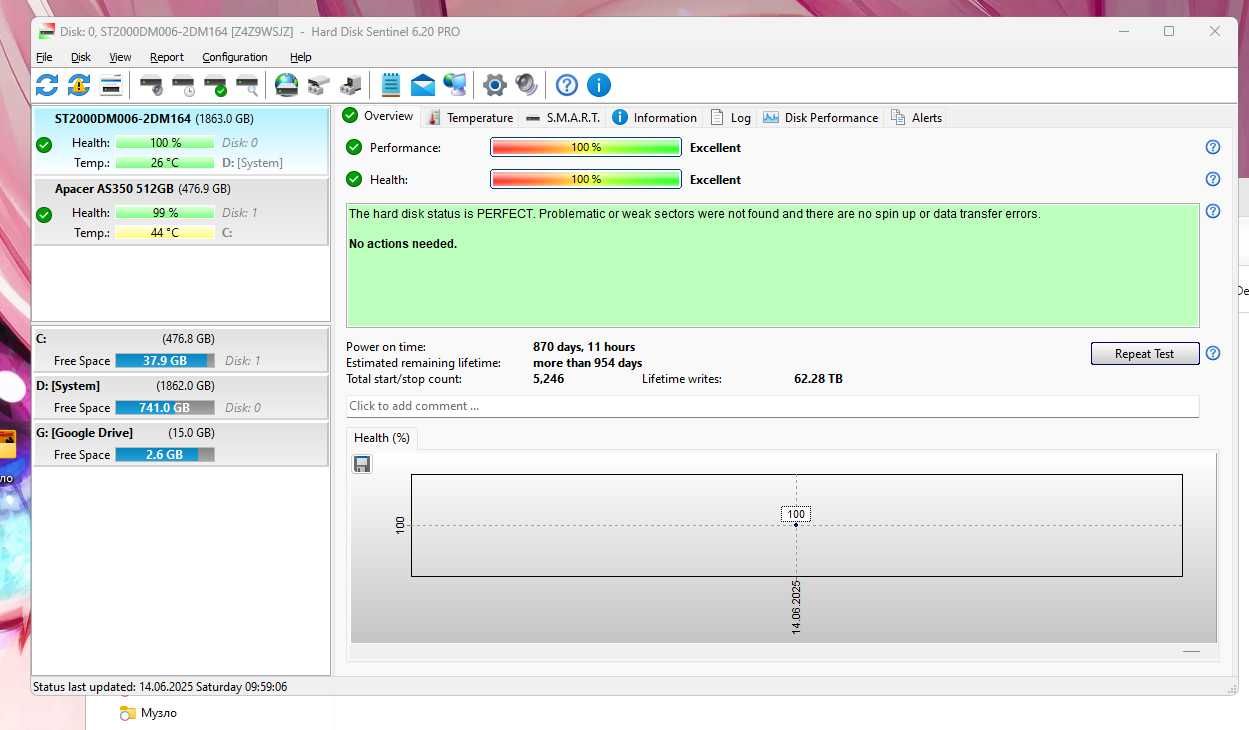 Жесткий диск 2 ТБ Seagate 2 TB Здоровье 100% (смотрите 2 фото)