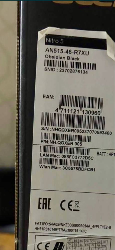 Игровой ноутбук Acer Nitro 5 AN515-46-R7XU
