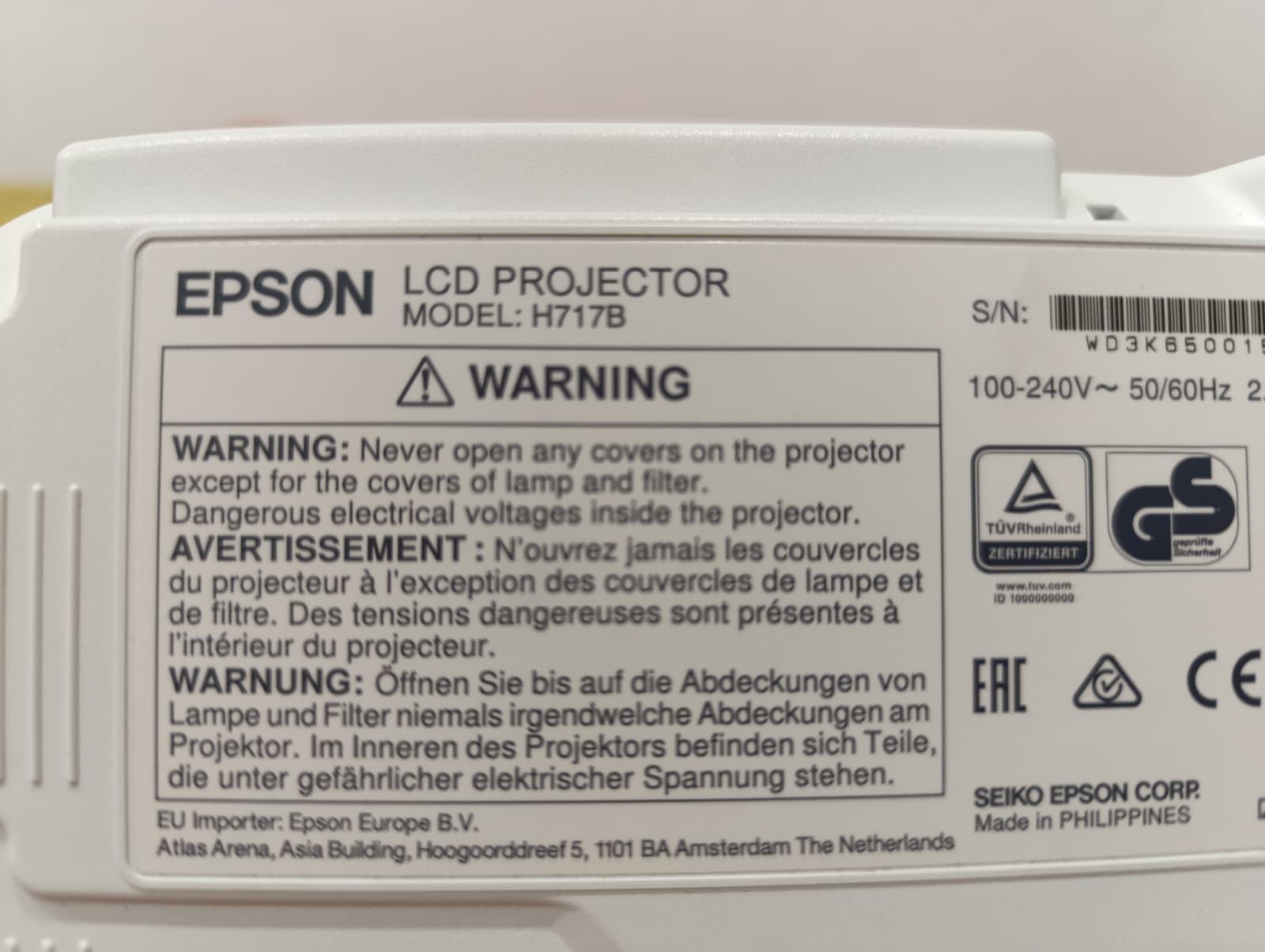 Проектор Epson H717B в отличном состоянии