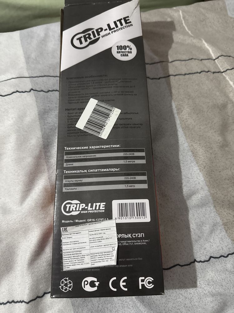 Новый Сетевой фильтр TrippLite, 6 роз, 1,5м, Black (GR16-1379T/1,5м).
