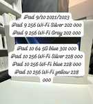 iPad 9 256gb wi fi, iPad10 64 gb wifi, iPad 10 256 5G iPad 10 256 wifi