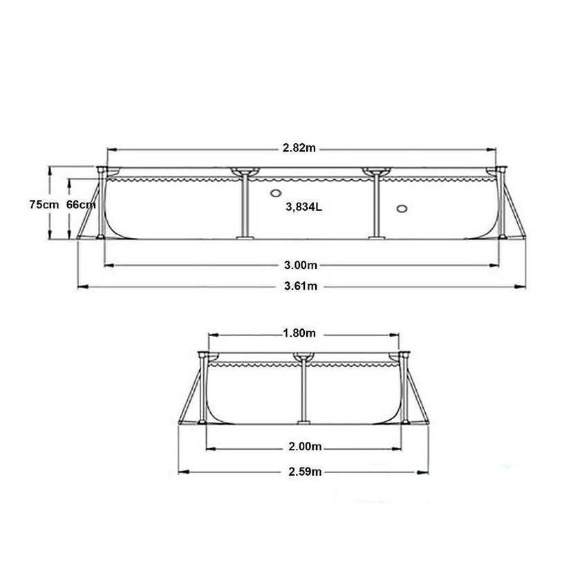 Каркасный бассейн для дачи прямоугольный 300х200х75 см, Intex 28272