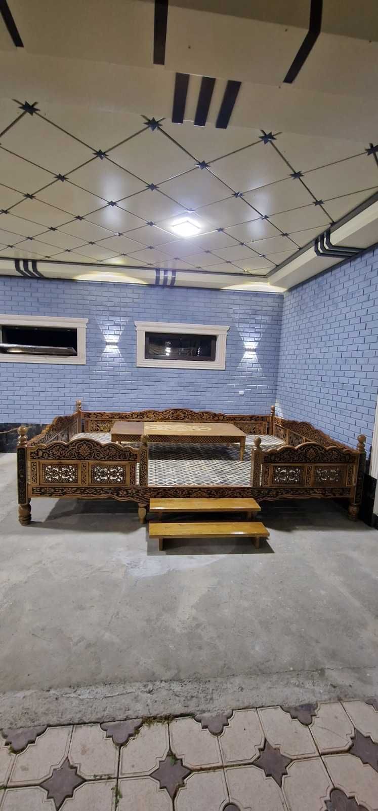 Деревянный топчан для сада, террасы, летних кафе и бань тапшан 41Щ
