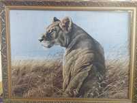 картина в рамке, львица