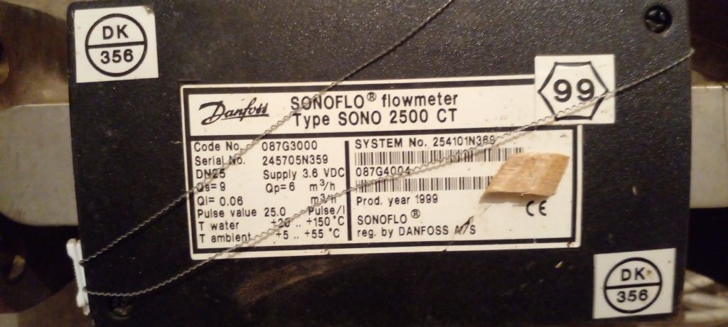 Б/у Расходомер Sonoflo типа Sono-2500CT + 2 кабеля термодатчика PT-500