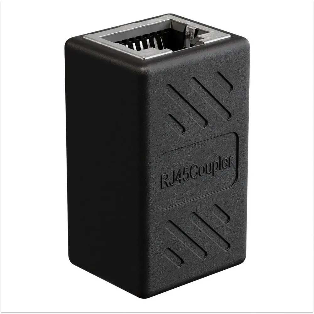 Соединитель для интернет кабеля RJ45  адаптер переходник (Черный)