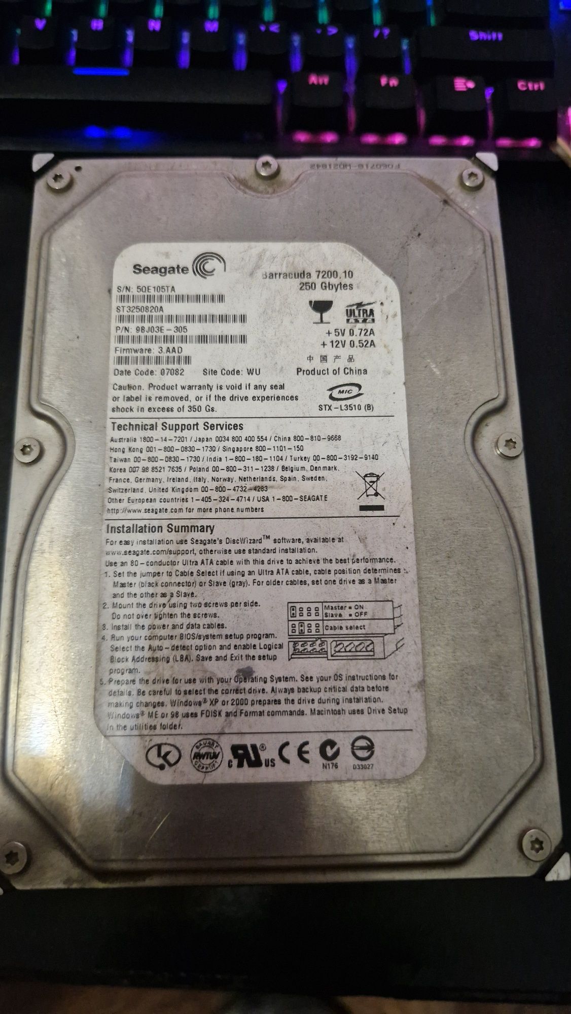 Жесткий диск HDD  Seagate 250gb