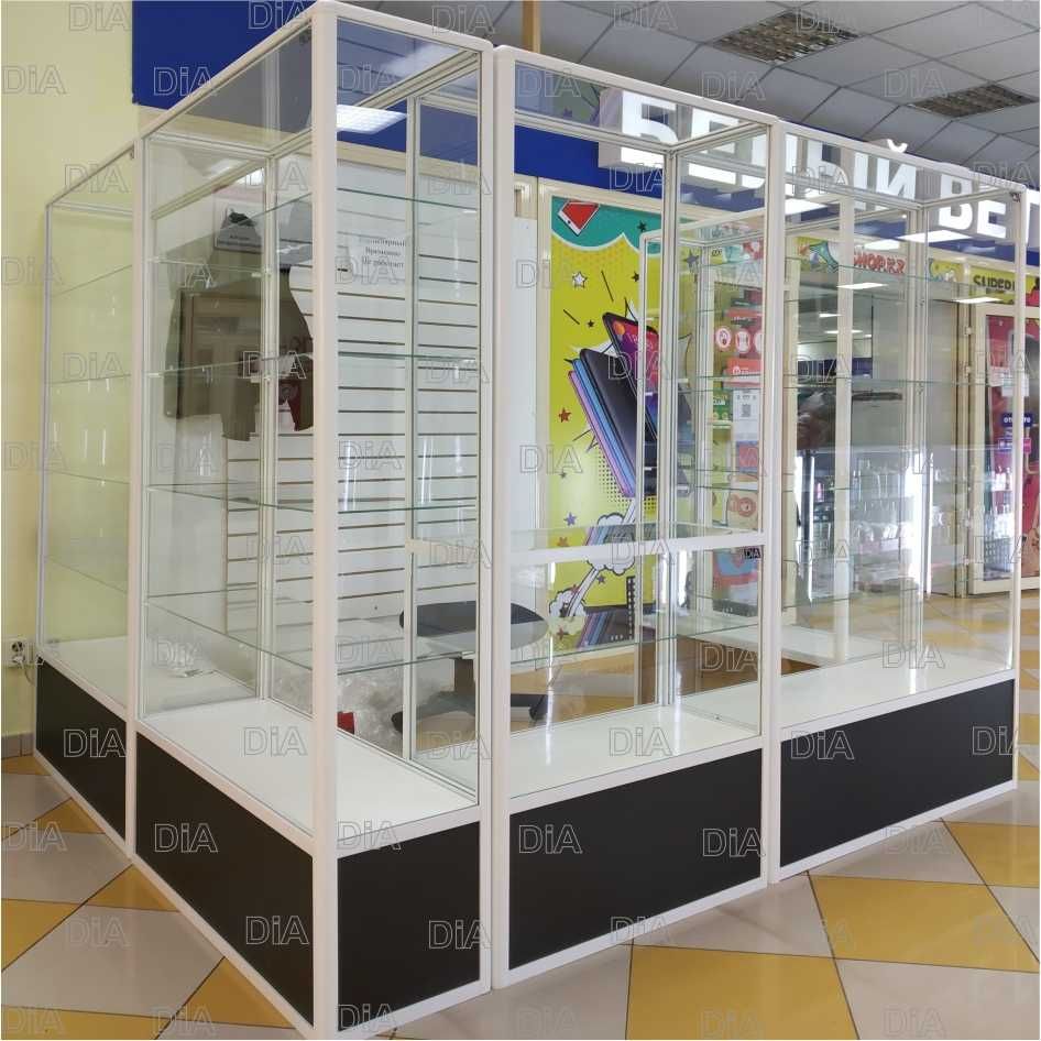 Прилавок витрина стеклянная из профиля, оборудование для магазина ukvp
