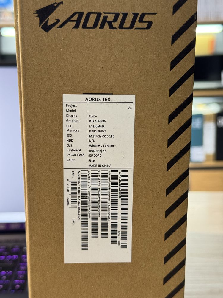 Gigabyte Aorus 16X | Intel Core i7 13650HX / RTX4060 | Игровой ноутбук