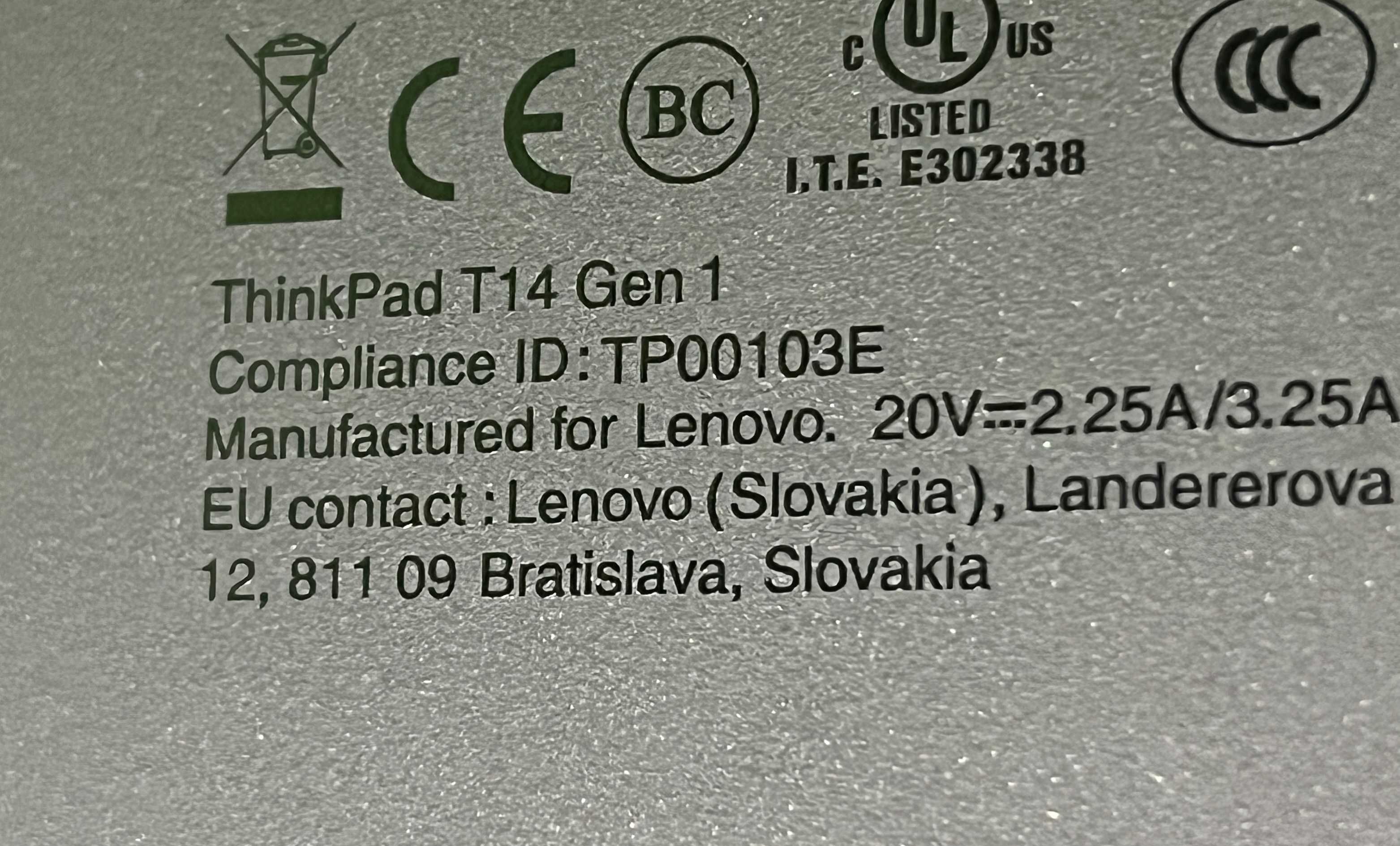 Lenovo ThinkPad T14 GEN1. Сore i5 -10310U 1.7/4.4 GHz, 16/256 GB TOUCH
