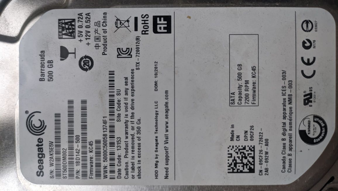 Жёсткий диск Seagate barracuda 500Gb 7200rpm