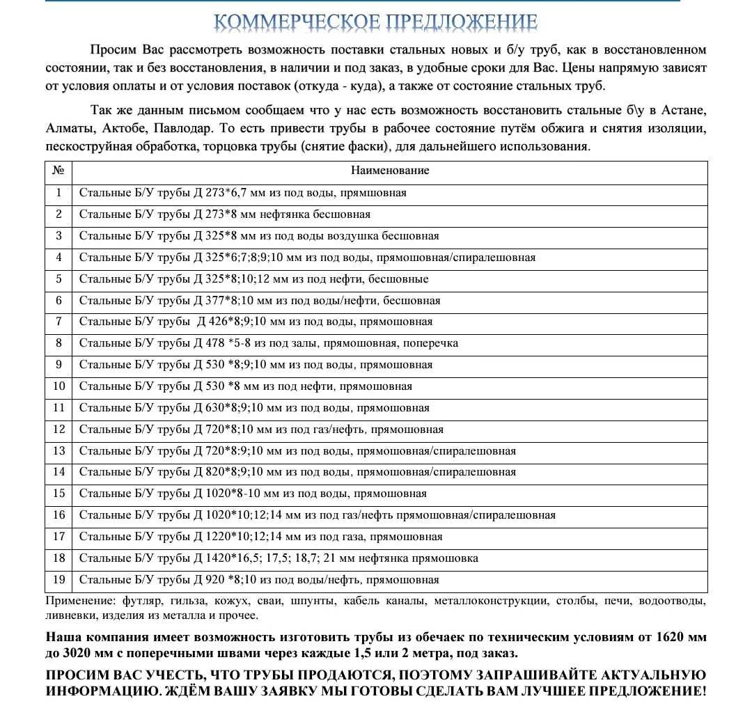 Трубы стальные от 219 до 1420 по ГОСТу и Ту, трубы б\у восстановленные