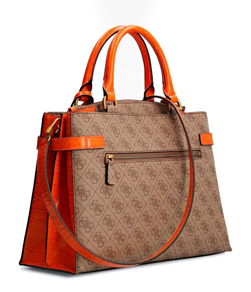 оригинальная сумка GUESS zadie logo girlfriend satchel caramel orange