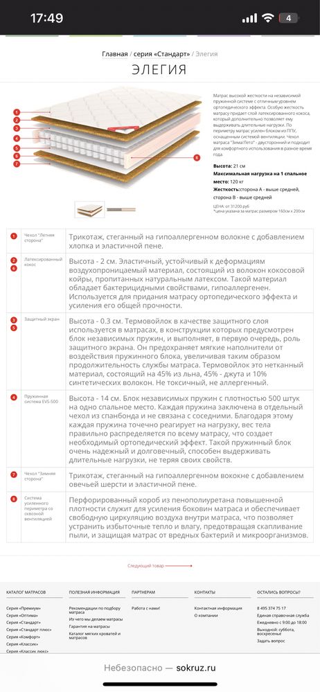 Хороший ортопедический матрас отличного качества в идеальном состоянии