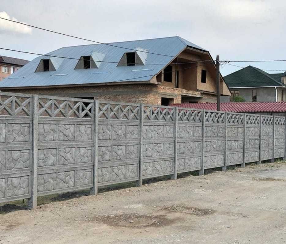 Еврозабор с установкой, ворота, шлакоблок, ограда, забор, коршау кирпи