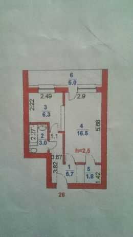 Продам 1 комнатную квартиру 36кв.м. 3-11 , 5 этаж. Центр, рынок.