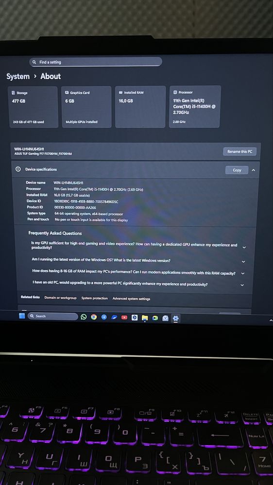 Продаю комплект техники, игровой ноутбук