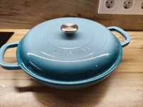 Чугунная кастрюля Le Creuset 26 см, голубая, Франция