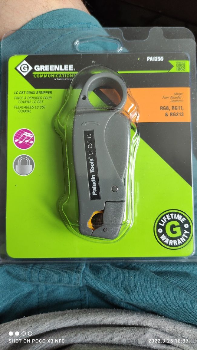 Стриппер greenline 1256-PAL
для кабелей RG-8, RG-11,RG-213