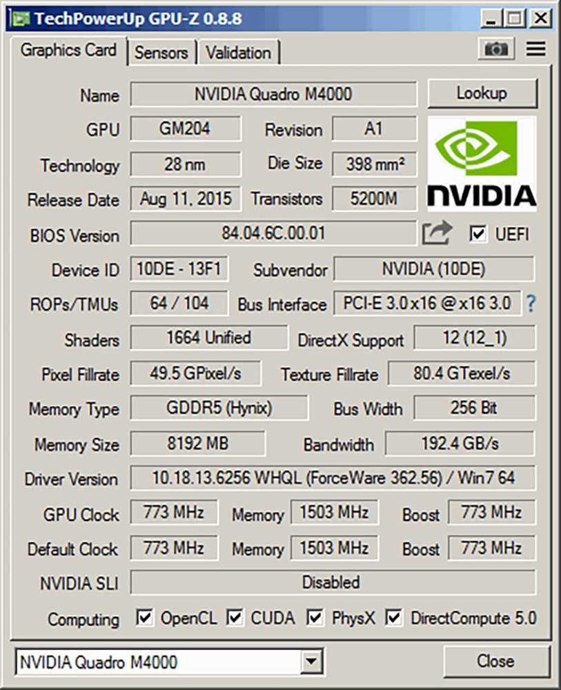Видеокарта Nvidia Quadro M4000 8GB