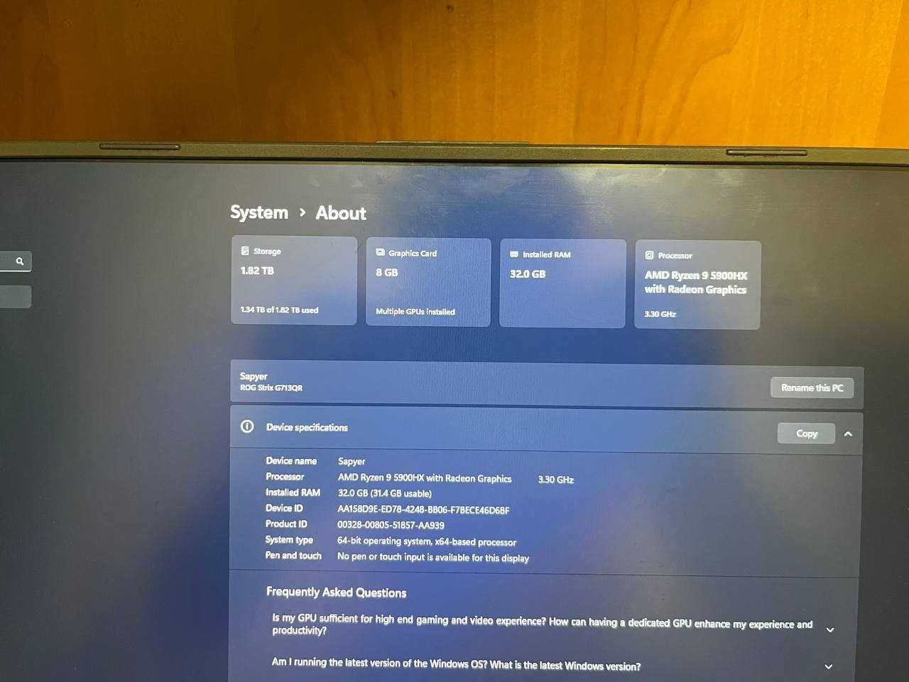 ASUS ROG Strix G713QR RTX 3070 R9 5900HX 32GB 300Hz 17.3"