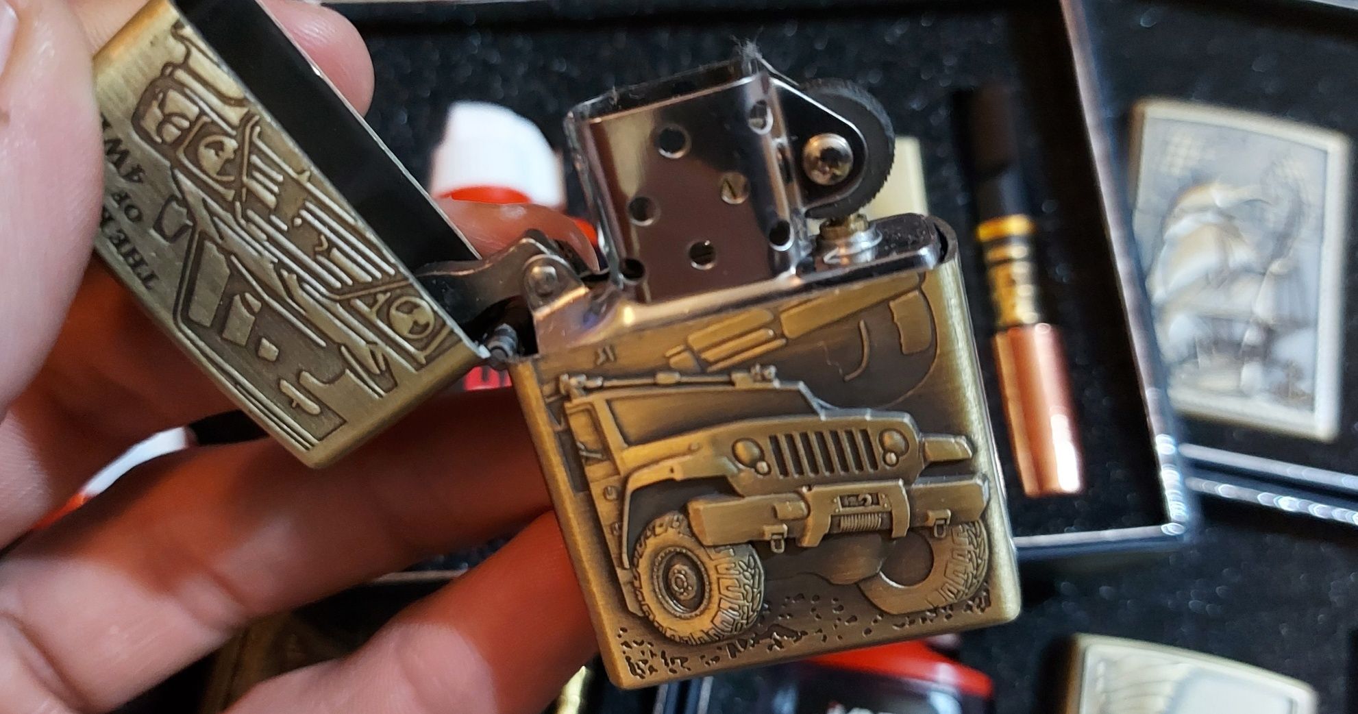 Бензиновая зажигалка 3в1 набор . Подарочная зажигалка Zippo. Lighter.