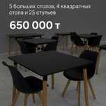 Комплект мебели для кофейни: 25 стульев + 9 столов — всё вместе
