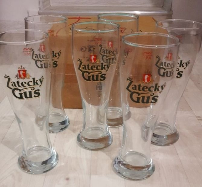 Пивной стеклянный бокал "Zatecky Gus" объём 0.5 на подарок, Новые!!!