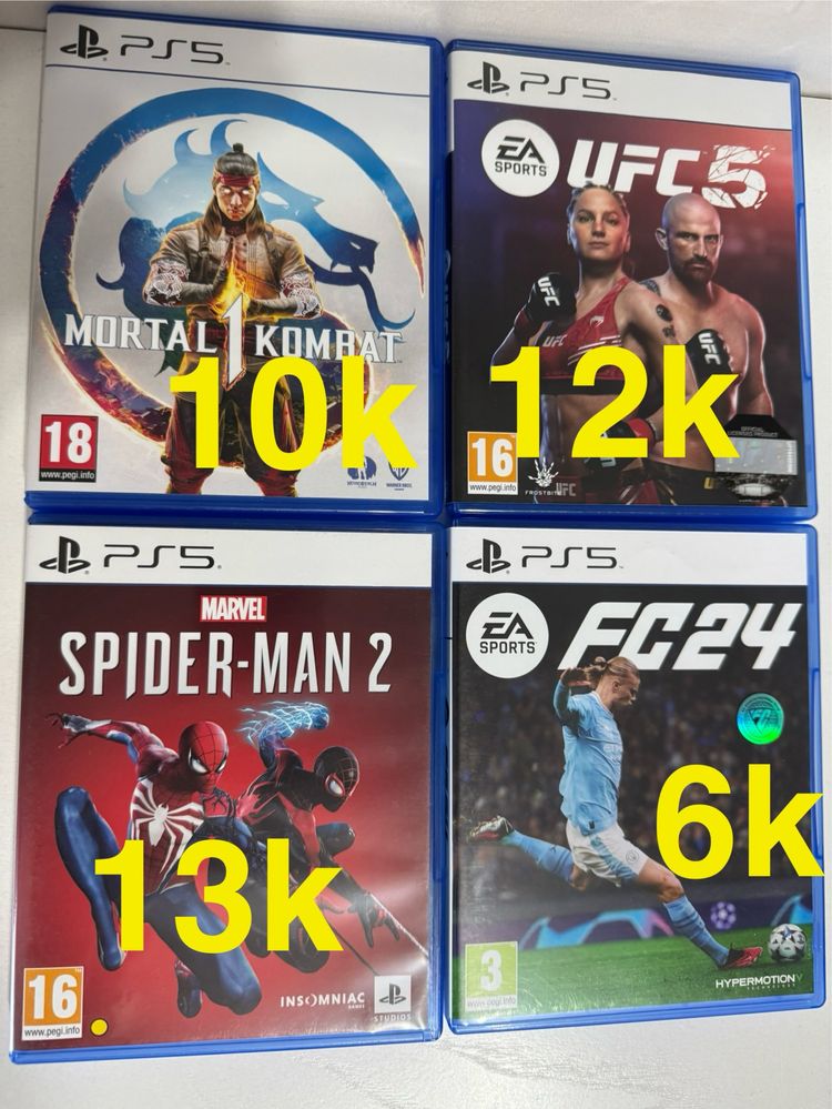 UFC5,FC24,MK1,Spider man2