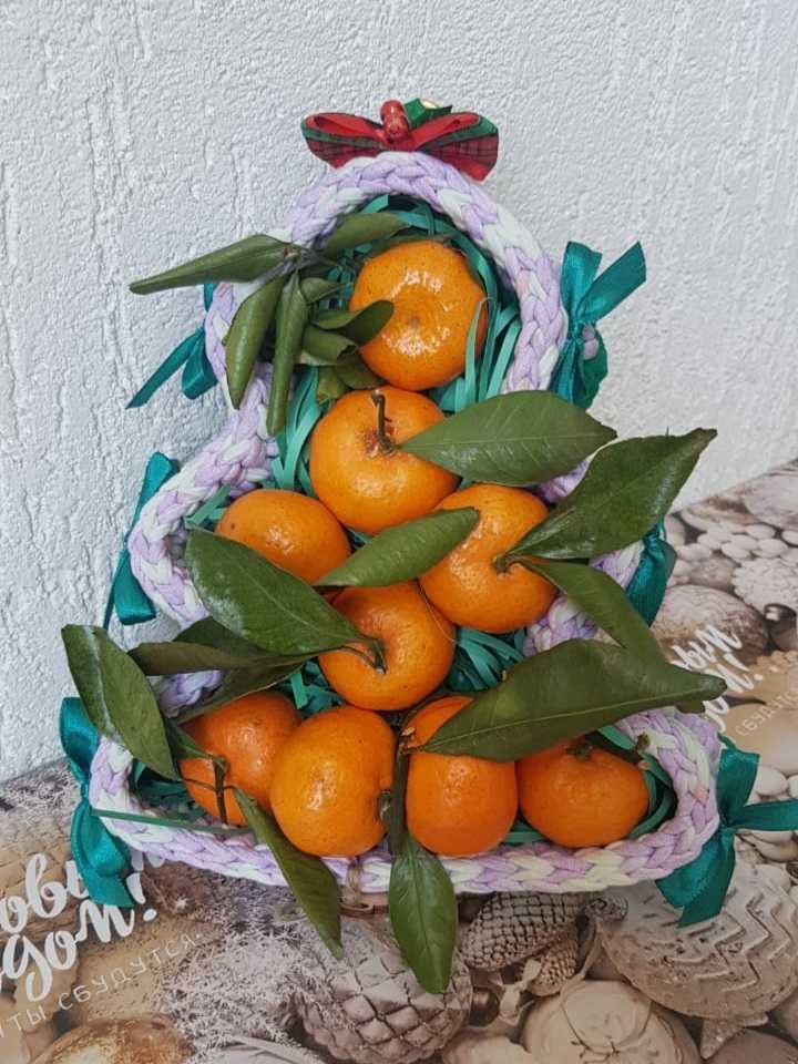 Корзина в форме елки подарок на новый год