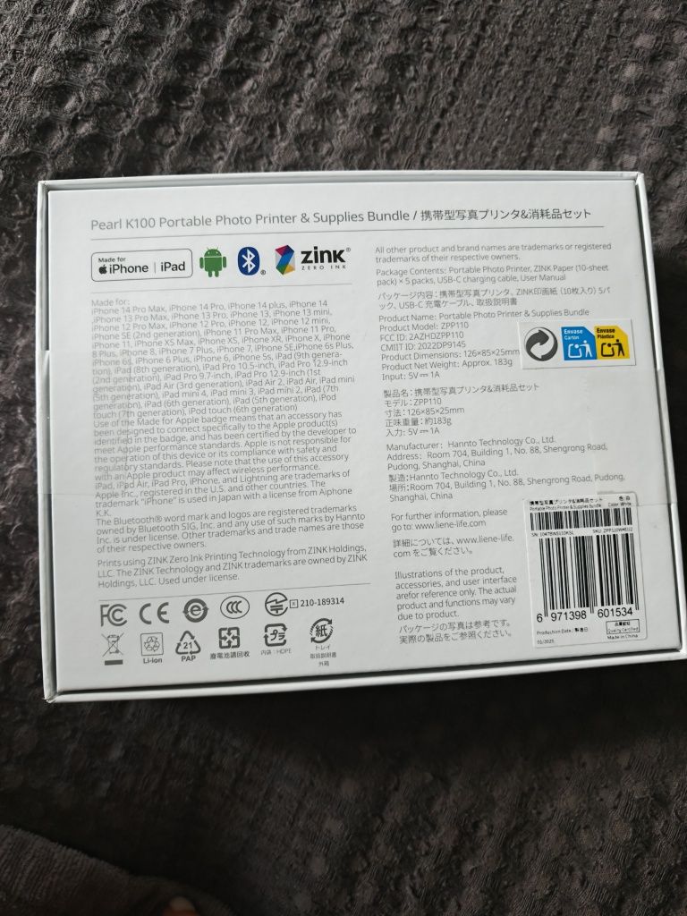 Портативный мини принтер Liene Portable Photo Printer K100 2x3