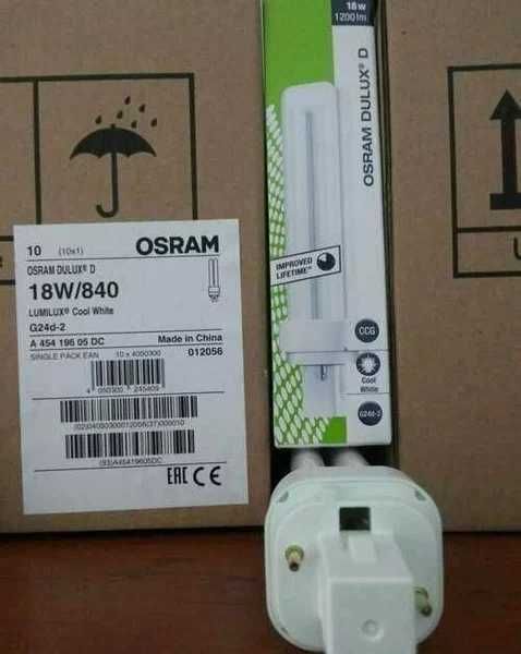 Лампа люминесцентная компактная DULUX D 18Вт/840 G24d-2 OSRAM