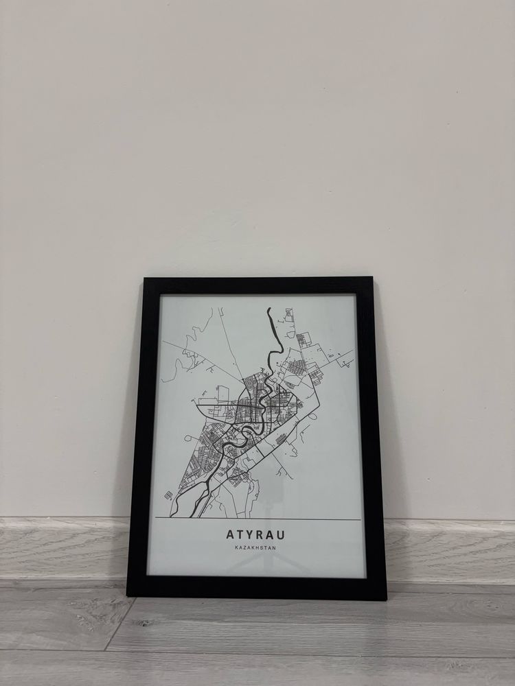 Картина «Карта города Атырау» 30х40 см