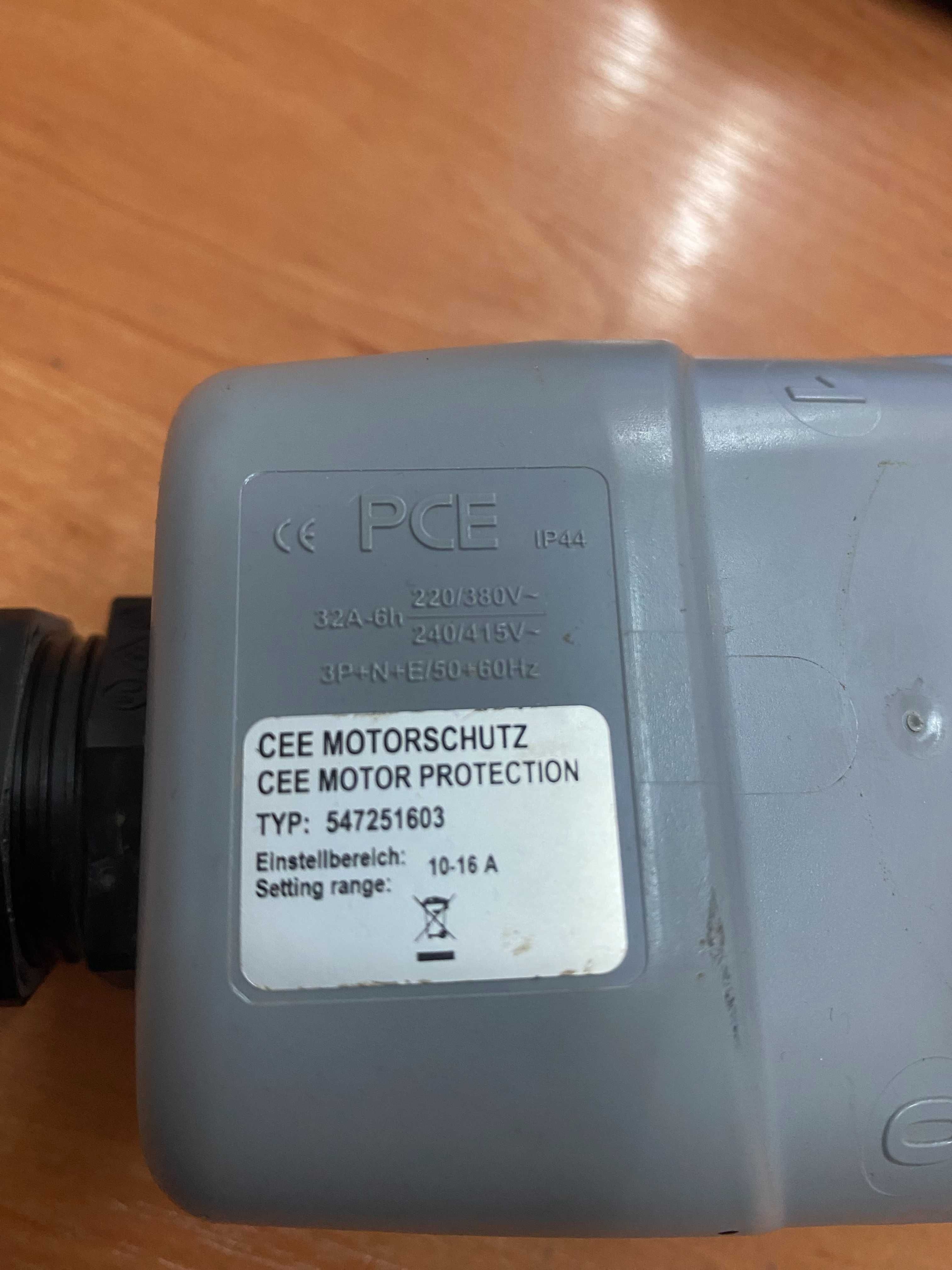 Вилка защиты двигателя CEE PKZM0 PI+RFC 4x16A 400В