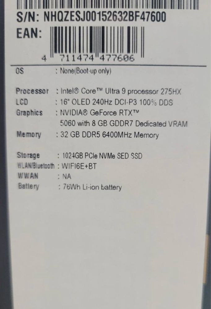 Acer Predator Helios Neo - OLED 32GB(6400) 1Tb