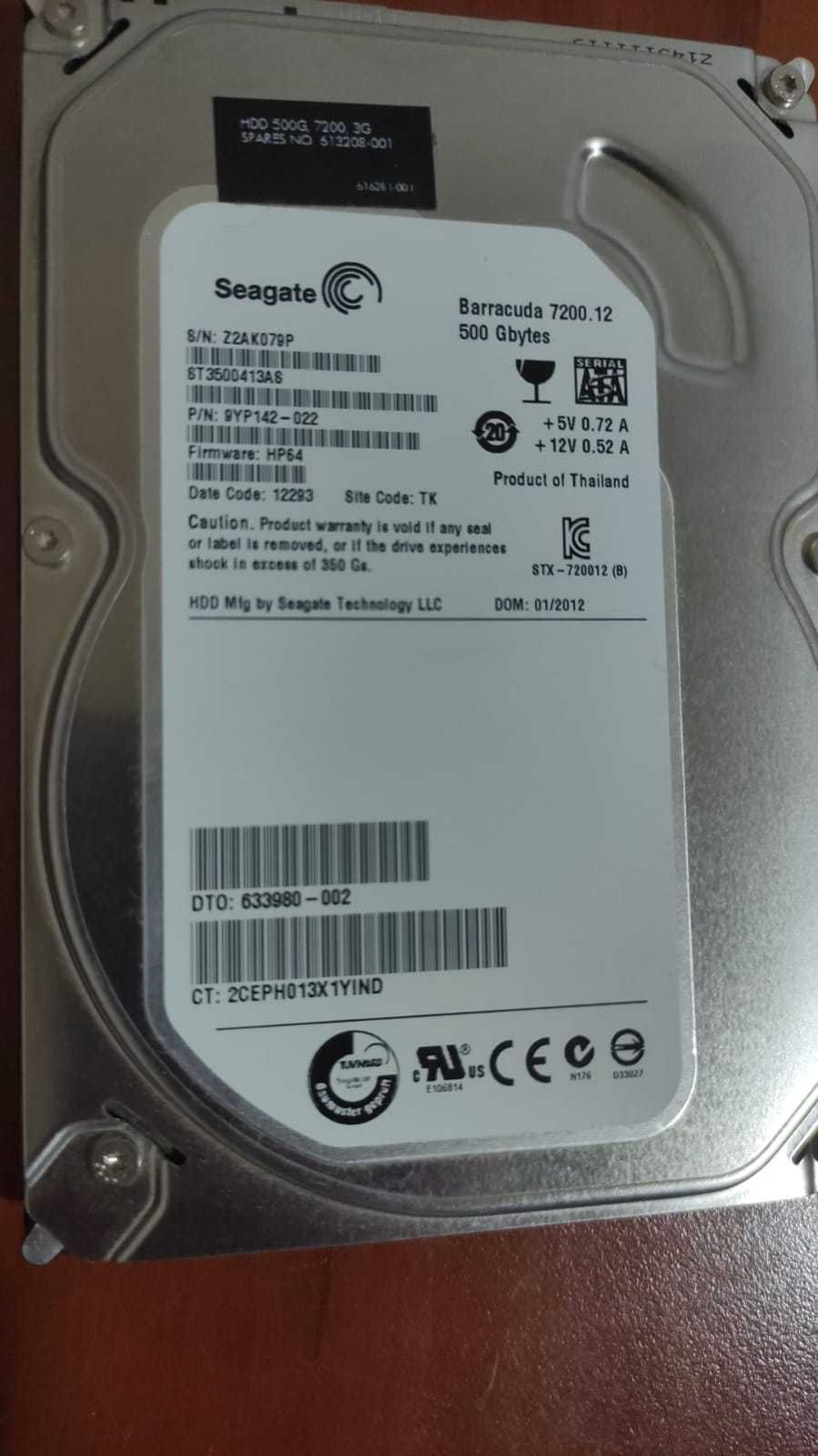 Жесткий диск Seagate 500Gb SATA (16 bad-секторов). На з/ч или REMAP