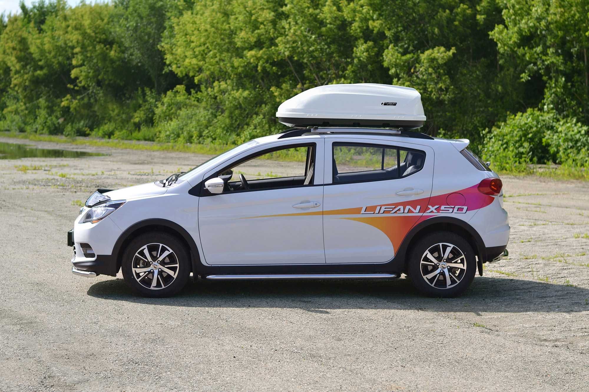 Автобокс PT Group "Turino Compact" белый (мат) двусторонний 360л