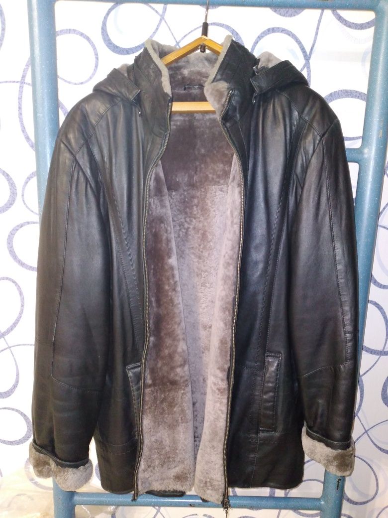 Мужская Дублёнка Pera Pelle. Натуральный мех и кожа. 2XL/56 р. Турция.
