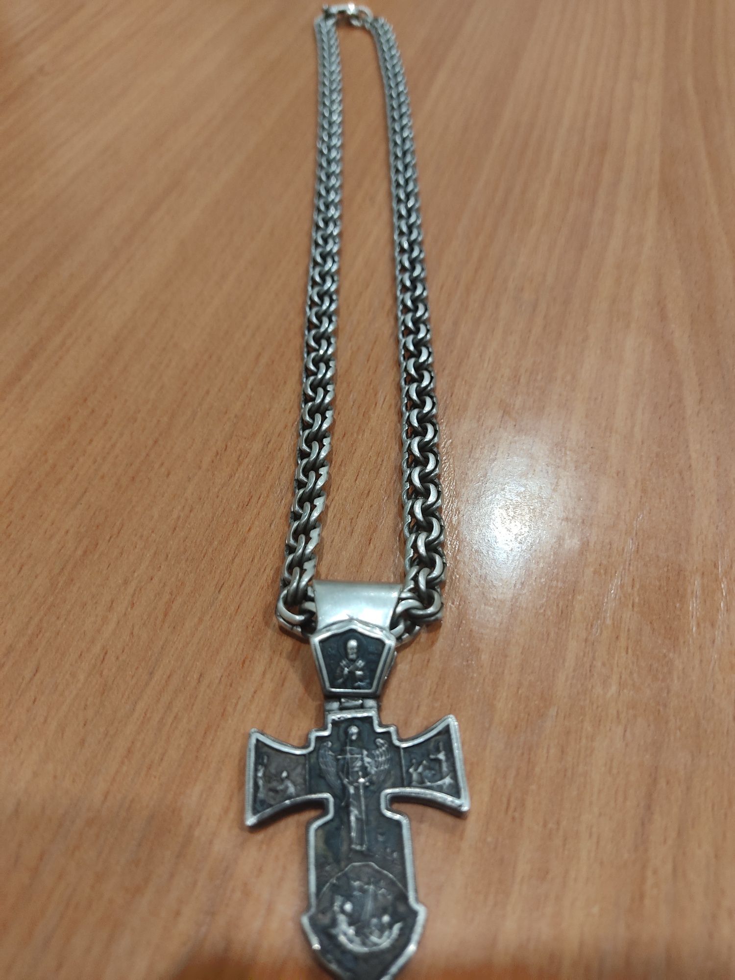 Цепь серебро с крестом