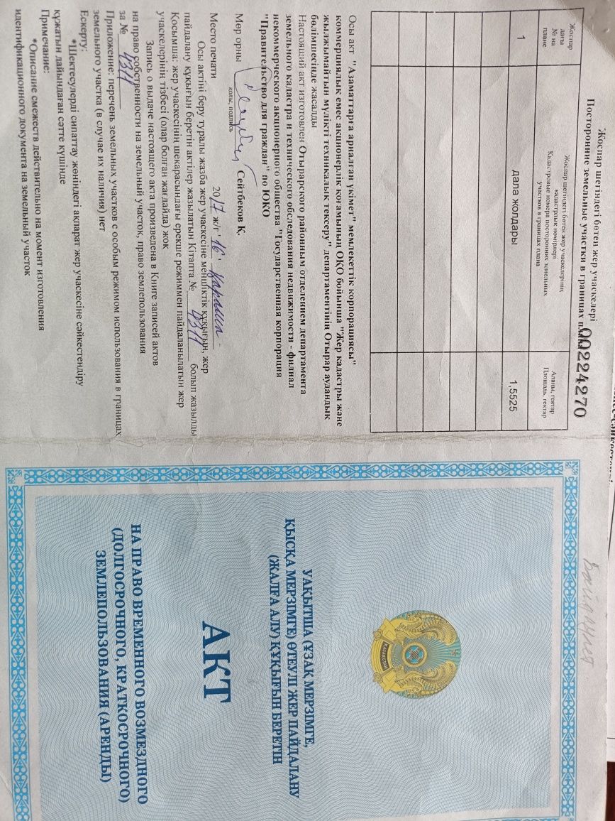 1000 гектар жайылым жер сатылады.  Балтакөл ауылынан 40 км жерде