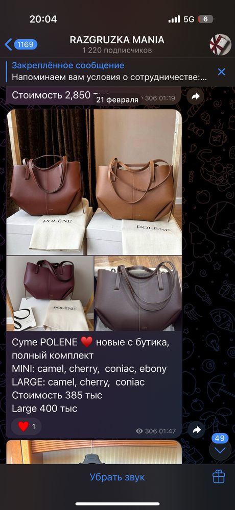 Сумка Polene в большом размере, это не mini