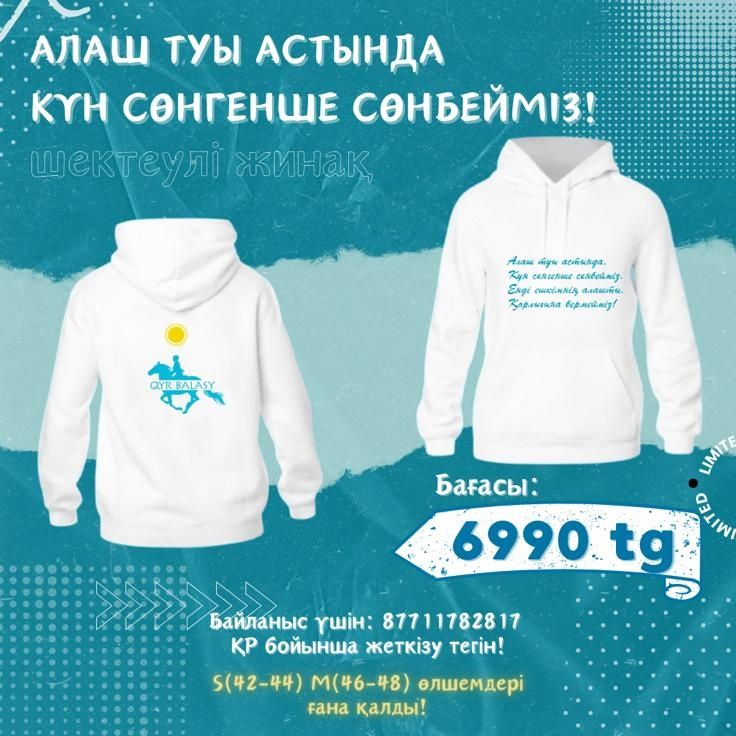 Скидка 40%! Толстовка "АЛАШ!" — ДОСТОВКА БЕСПЛАТНО РК! 5+2 ПОДАРКА