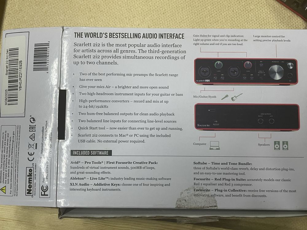 Продам абсолютно новую звуко-карту Focusrite Scarlett 2i2 3rd Gen.
