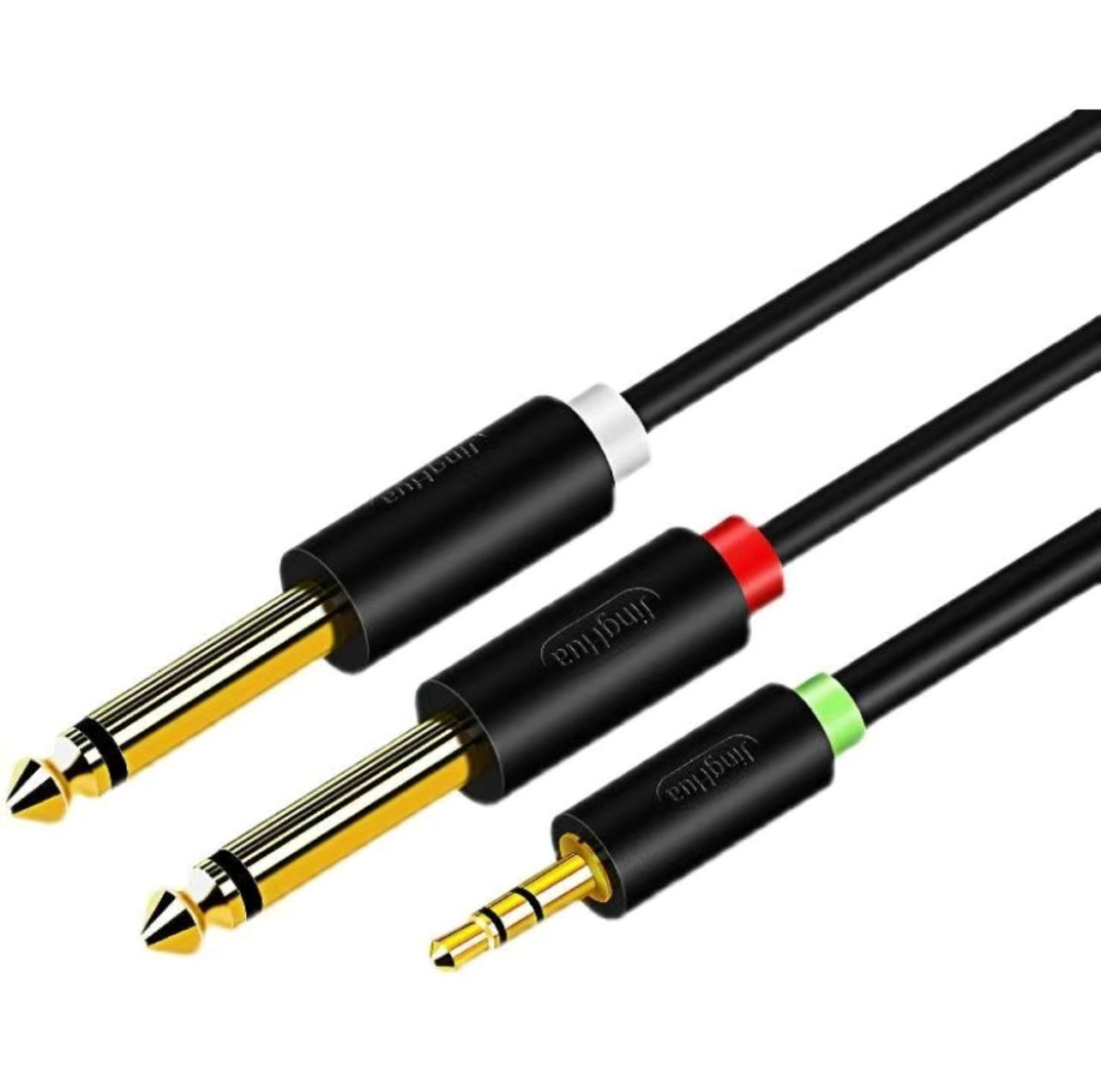 Аудио кабель aux 3.5 на 2 Jack 6.3.  Шнур Аукс 1,5 и 3 метра